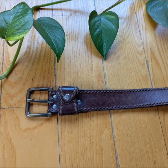 🌷 Vintage - Brown leather belt with side stitch - Picture 2 of 5